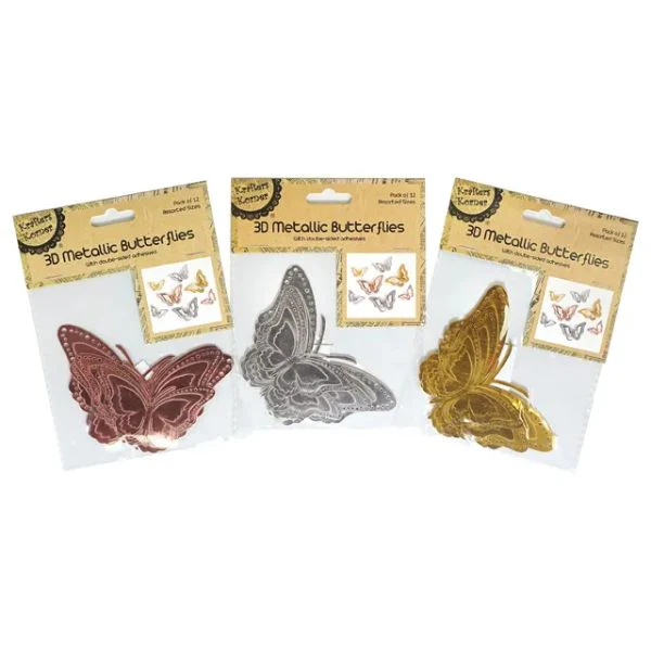 3D Metallic Butterflies