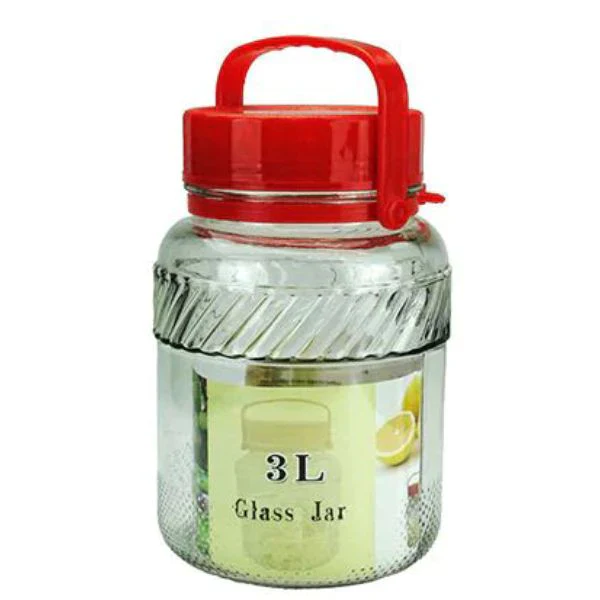 Glass Jar With Red Lid - 3L
