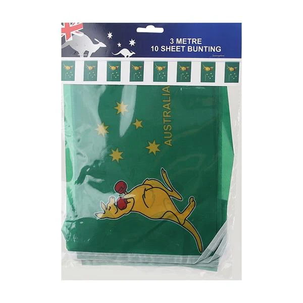 10 Sheet Polyester Boxing Kangaroo Bunting - 300cm - Image 2