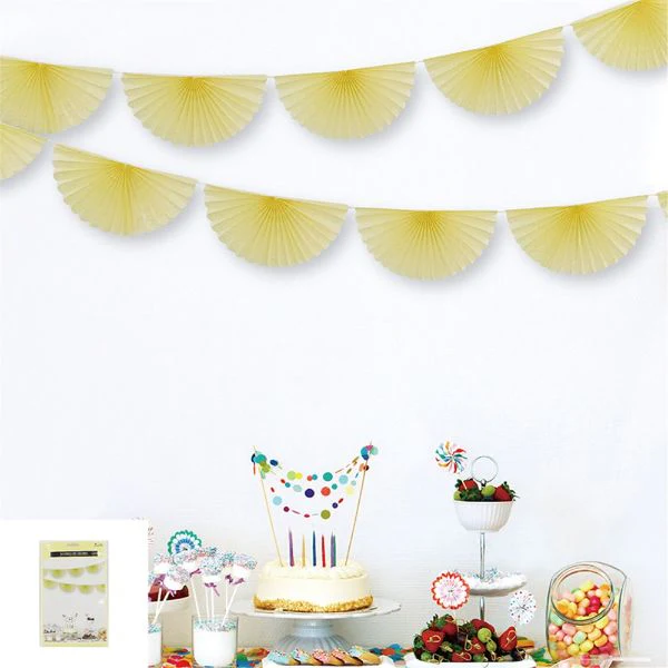 Yellow Paper Fan Garland - 300cm