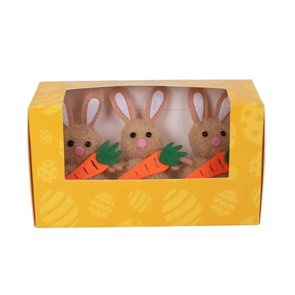 3 Pack Bunny With Carrot - 6cm