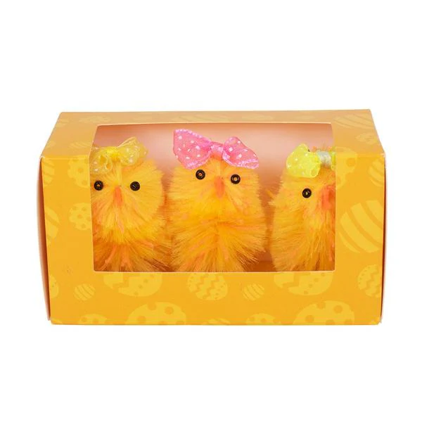 3 Pack Chicks With Bow - 6cm