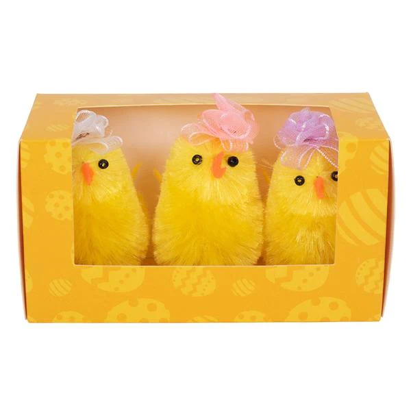 3 Pack Chicks With Flower - 6cm