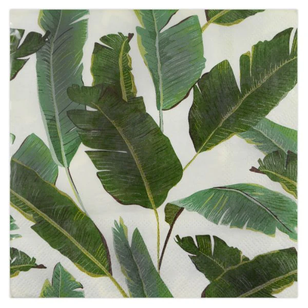 20 Pack Green Banana Leaf 3 Ply Napkins - 33cm x 33cm - Image 2