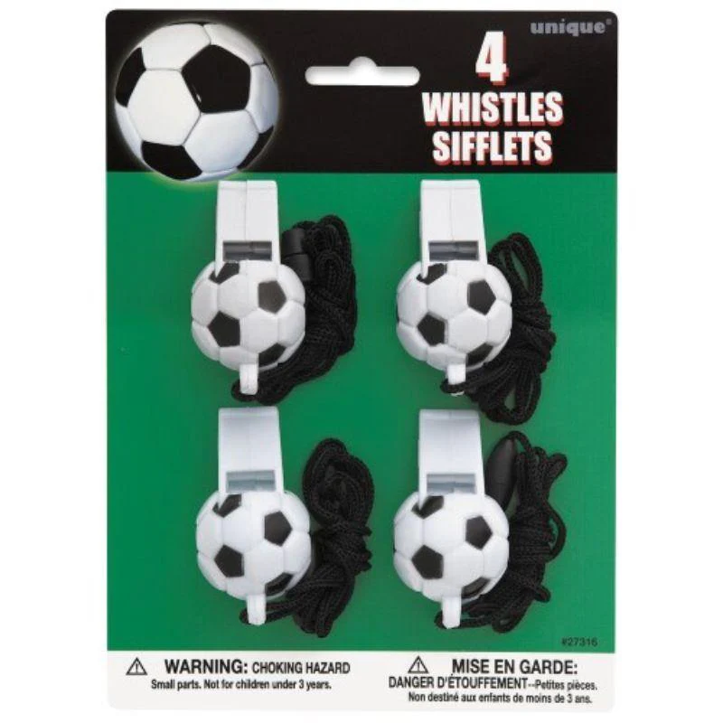 4 Pack 3D Soccer Ball Whistles