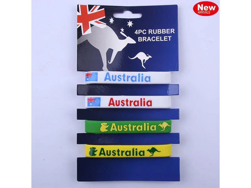 4 Pack Aussie Rubber Bracelets