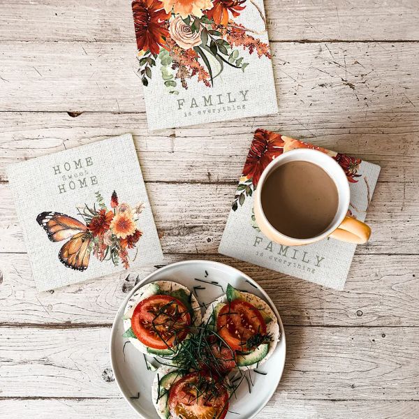 4 Pack Cinnamon Ceramic Family Is Everything Coaster Gift Box - 10cm x 10cm - Image 2