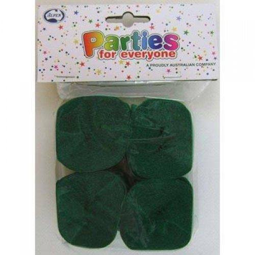 4 Pack Dark Green Crepe Streamers - 3.5cm x 13m