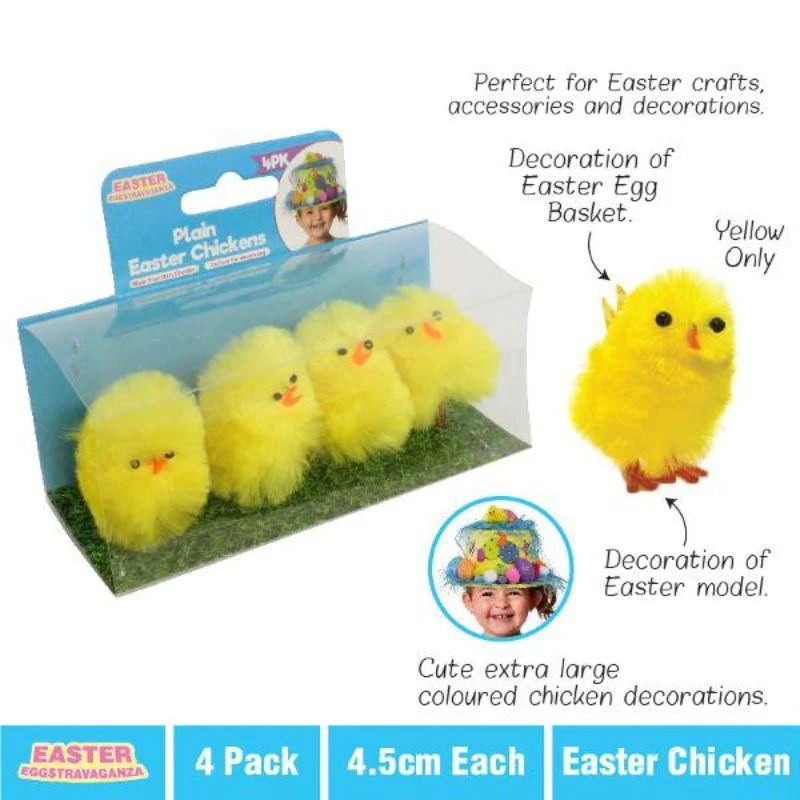 Easter Chicken 4pc Large 4.5cm Yellow