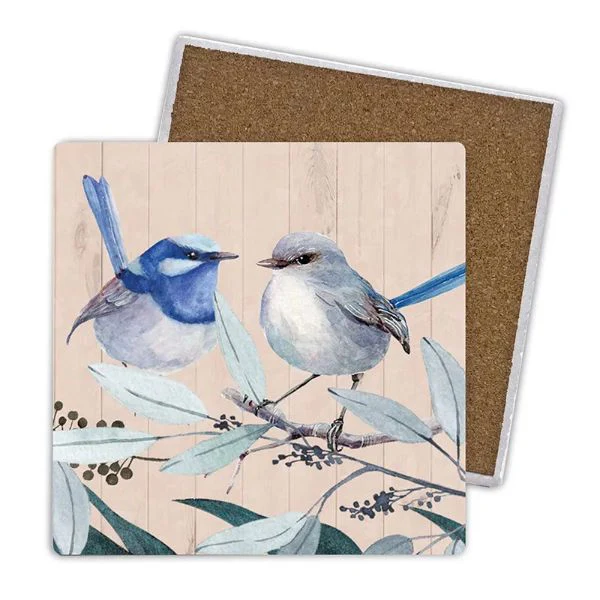 4 Pack Wren Ceramic Birds Coaster Gift Box - 10cm x 10cm