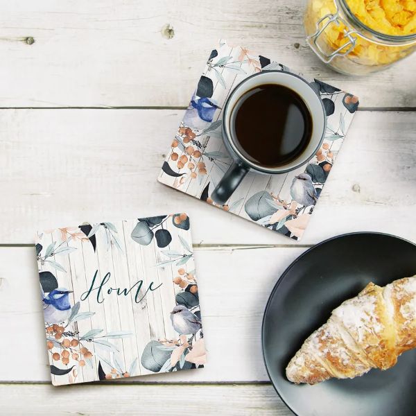 4 Pack Wren Ceramic Home Coaster Gift Box - 10cm x 10cm - Image 2