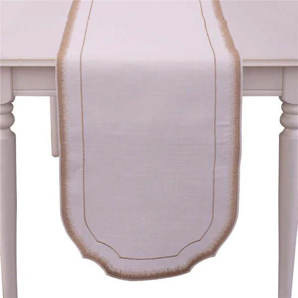 Gold Emrbroided Scalloped Edge Table Runner - 40cm x 173cm