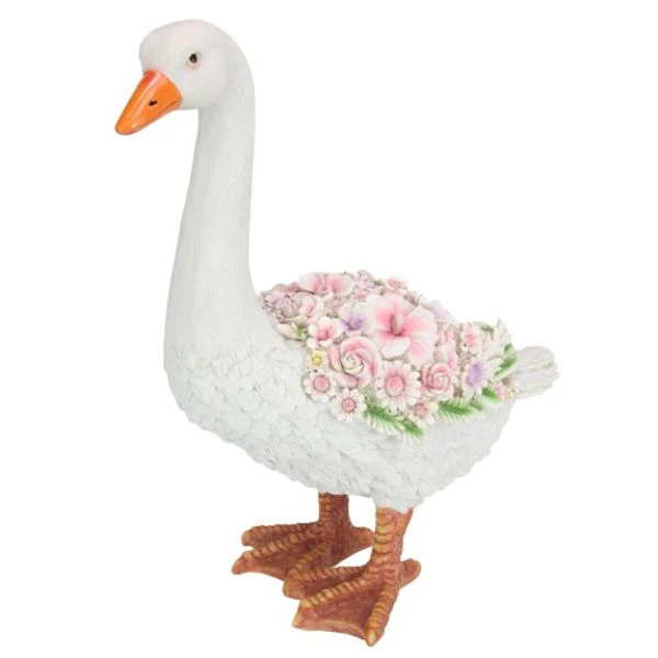 Standing Goose with Floral Finish - 44cm