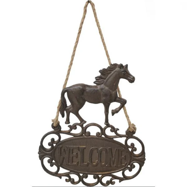 Cast Iron Welcome Horse Plaque - 44cm x 26cm