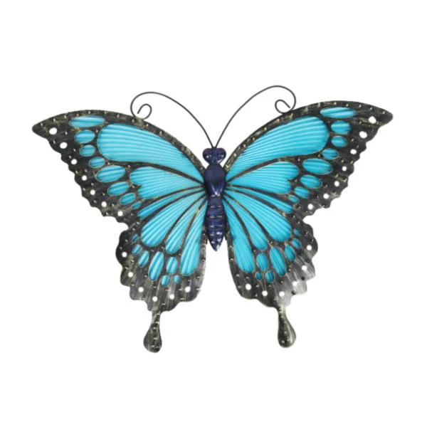Metal Glass Butterfly Wall Art - 46cm