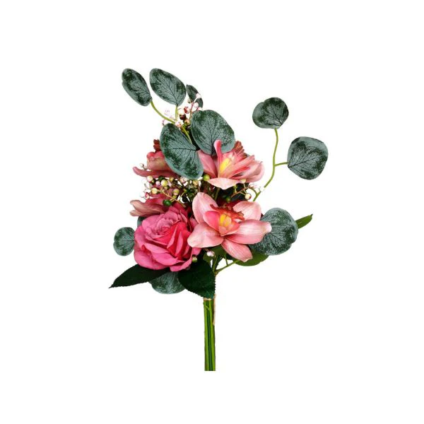 Pink Rose Cymbidium Eucalyptus Bouquet - 46cm