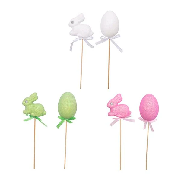 4 Pack Assorted Bunny Egg Pick