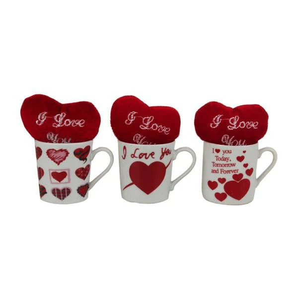 Valentines Mug With Plush Heart In Pdq - 4cm x 5cm