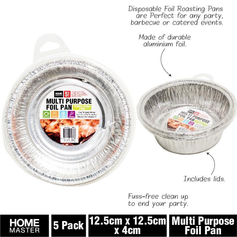 5 Pack Round Foil Tray - 12.5cm x 12.5cm x 4cm