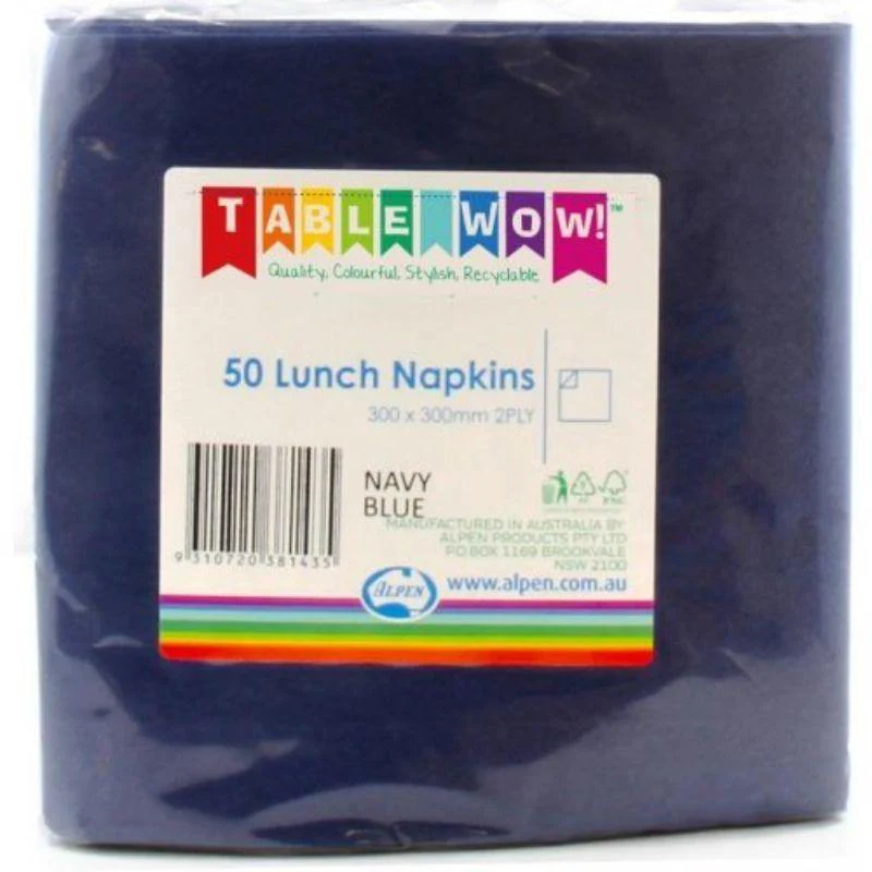 50 Pack Dark Blue Lunch Napkins - 30cm x 30cm