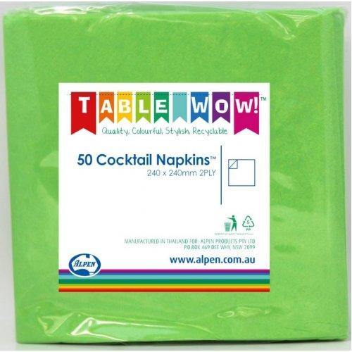 50 Pack Lime Cocktail Napkins - 24cm x 24cm - Image 2