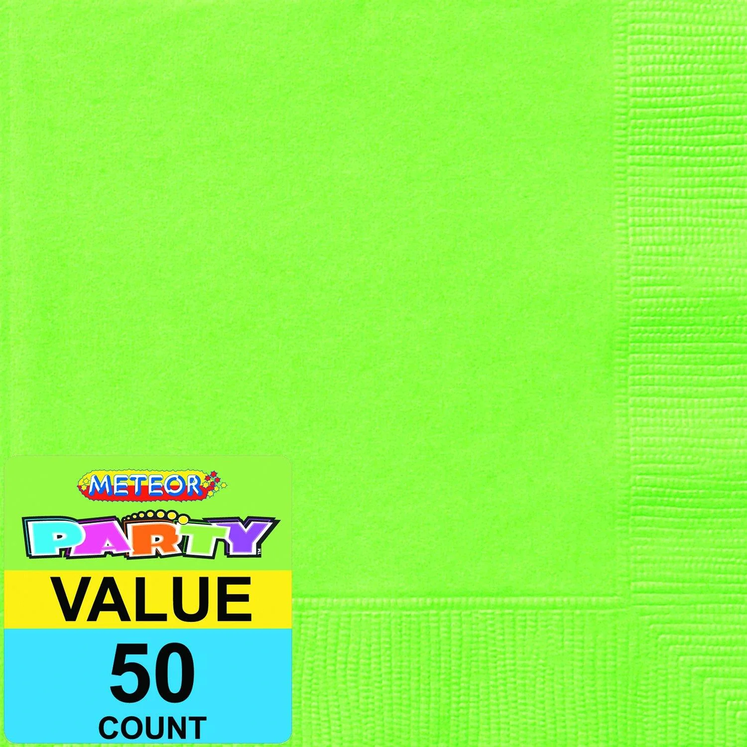 50 Pack Lime Green Beverage Napkins - 25.4cm x 25.4cm - Image 2