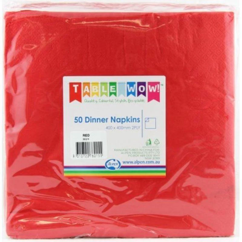 50 Pack Red Dinner Napkins - 40cm