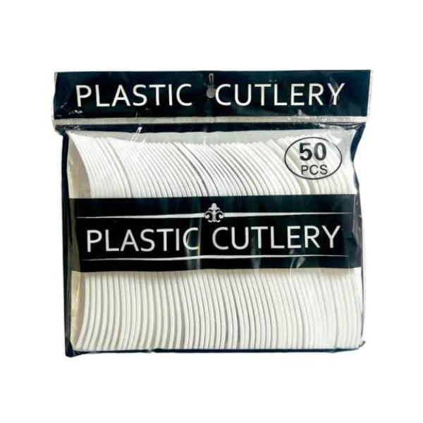 50 Pack White Plastic Forks - Image 2
