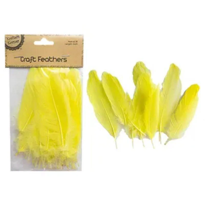 50 Pack Yellow Feathers - 14cm