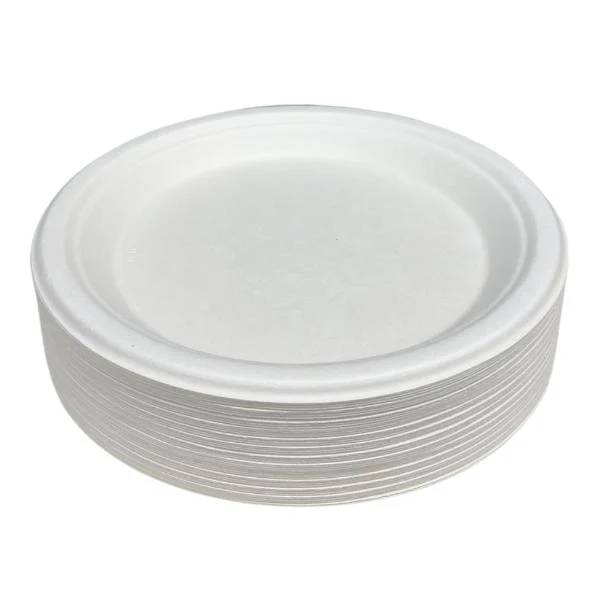 50 Pack Eco Friendly Zafpack Round Sugarcane Plates - 22.5cm - Image 2
