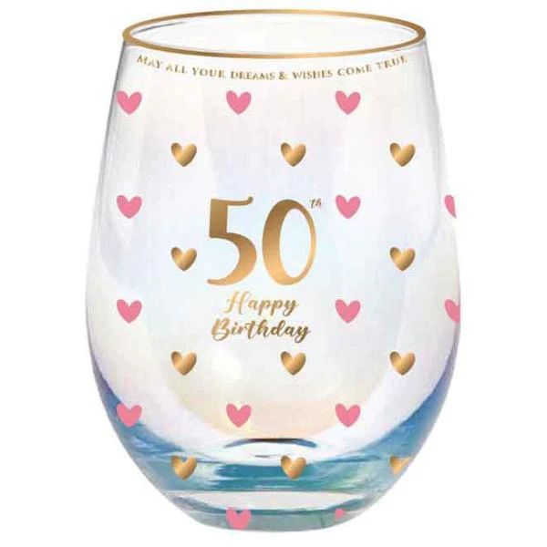 50th Sweet Heart Stemless Glass - 600ml