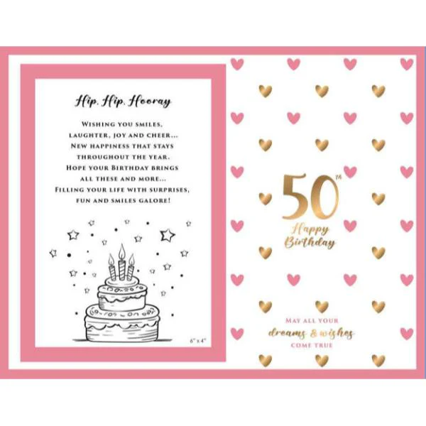 50th Sweet Hearts Glass Photo Frame - 18cm x 19cm