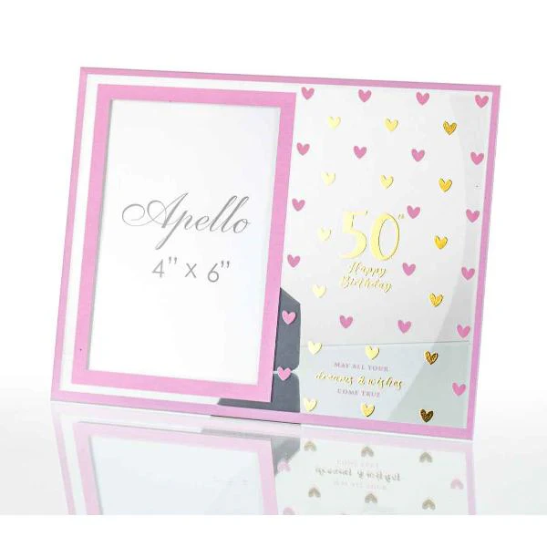 50th Sweet Hearts Glass Photo Frame - 18cm x 19cm - Image 2