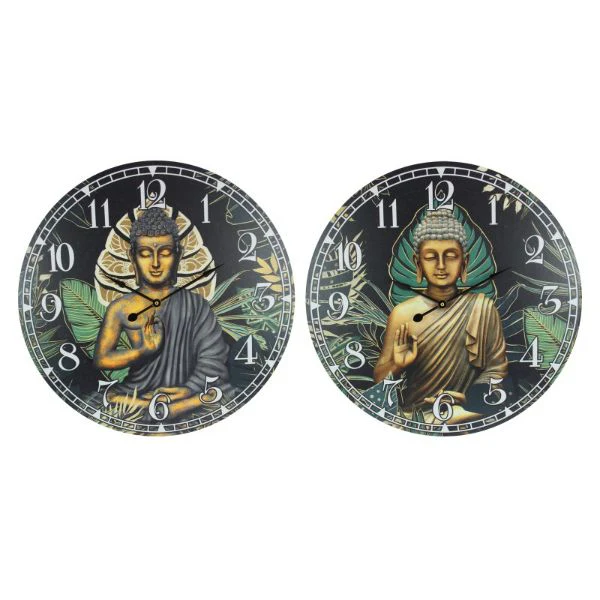 MDF Clock with Rulai Buddha Fern Design - 58cm