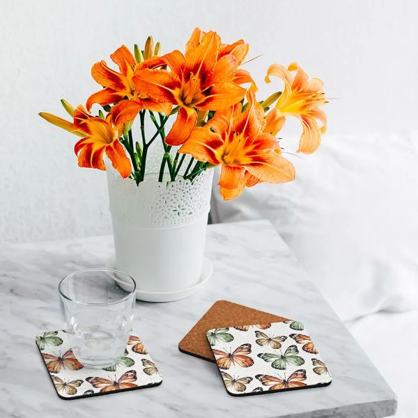 6 Pack Cinnamon Butterfly Pattern Coaster - 10cm x 10cm - Image 2