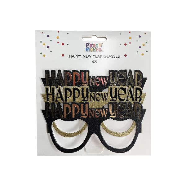 6 Pack Happy New Year Glasses - 17cm x 8.2cm - Image 4