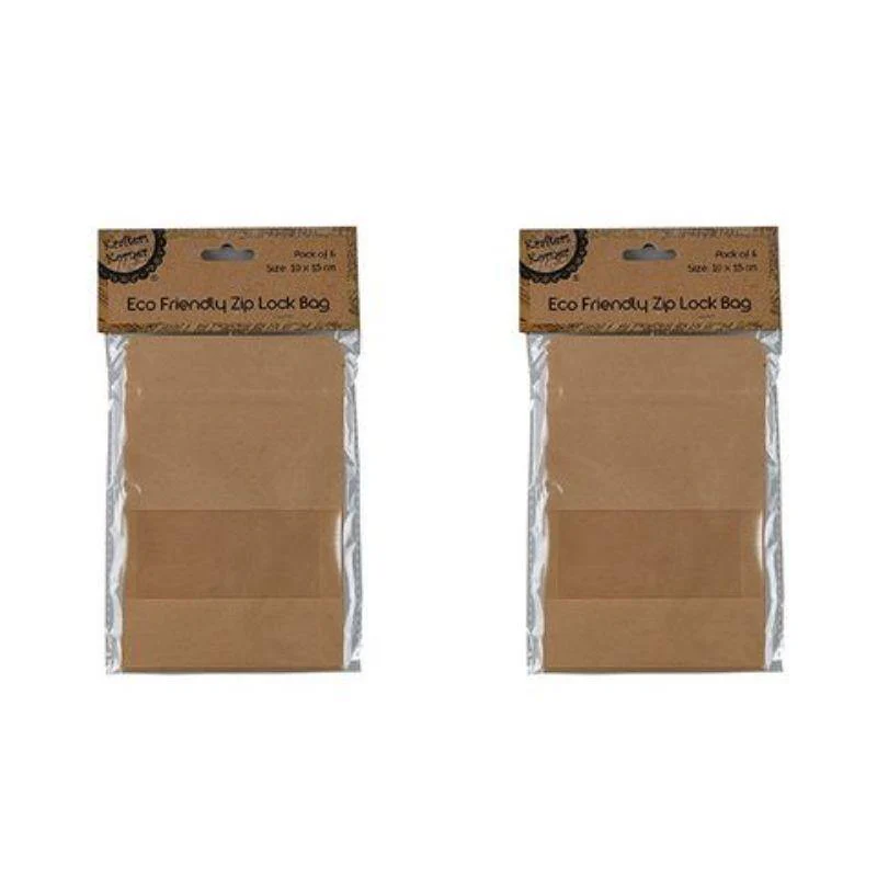 6 Pack Small Eco Friendly Zip Lock Bags - 10cm x 15cm