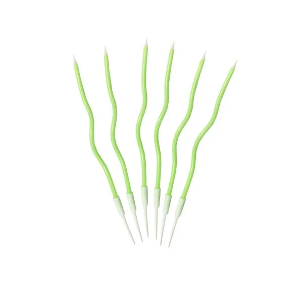 6 Pcs Curve Candle - Green
