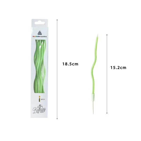 6 Pcs Curve Candle - Green - Image 3