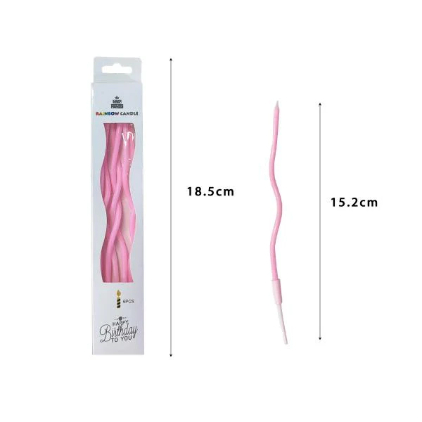 6 Pcs Curve Candle - Pink - Image 3