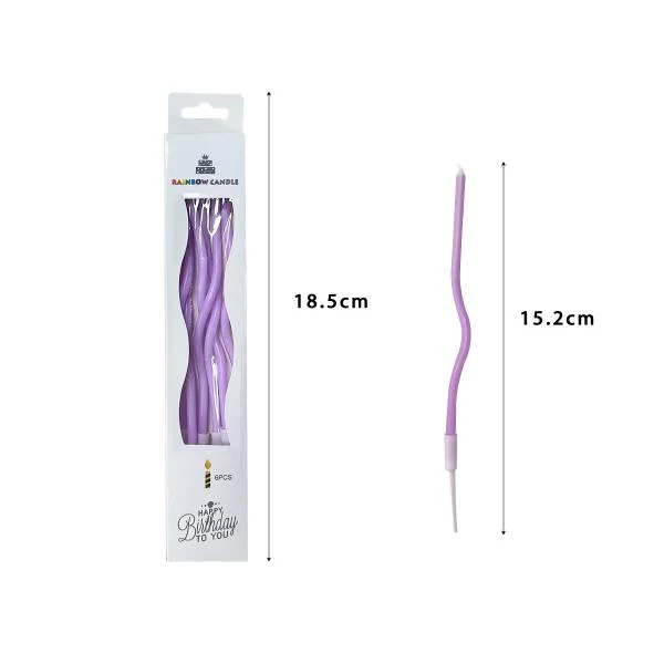 6 Pcs Curve Candle - Purple - Image 3
