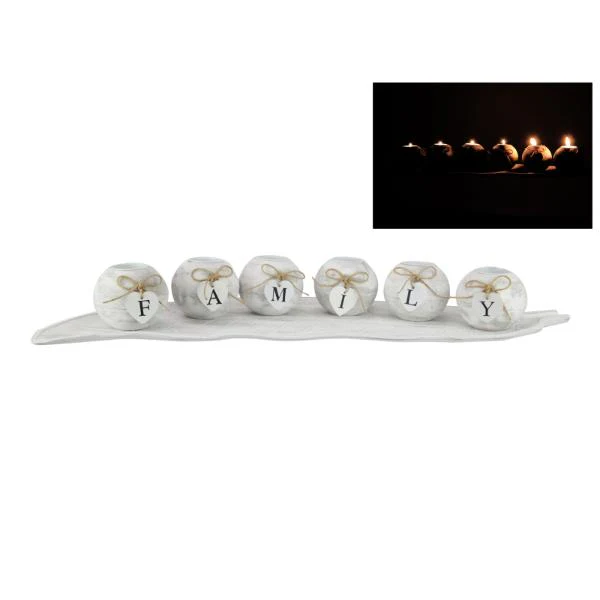 Mdf Family Candle Holder On Tray - 67cm