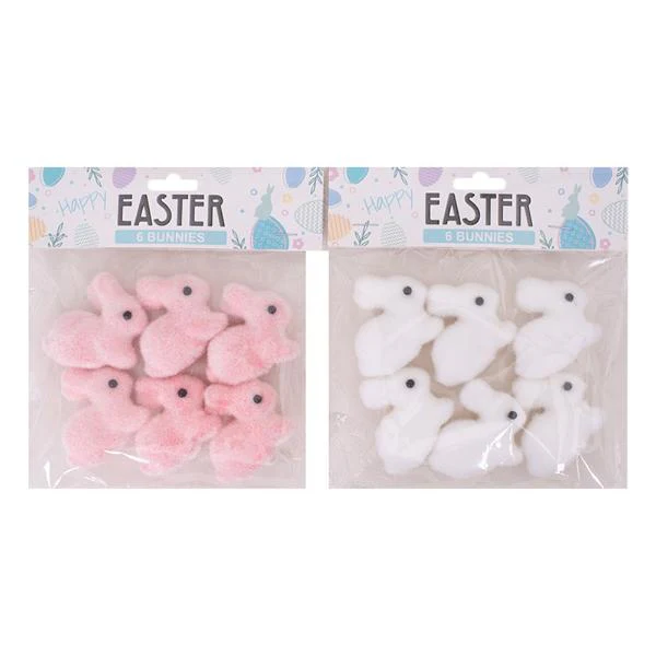 6 Pack Flocked Bunnies - 4.6cm - Image 2