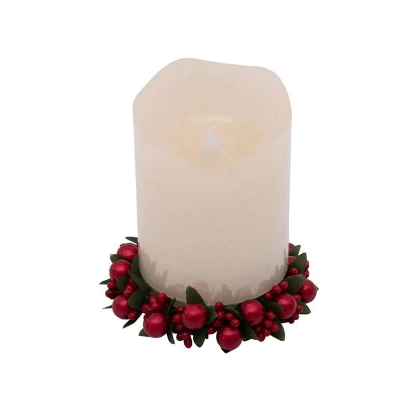 Red Berry Candle Wreath - 7.5cm