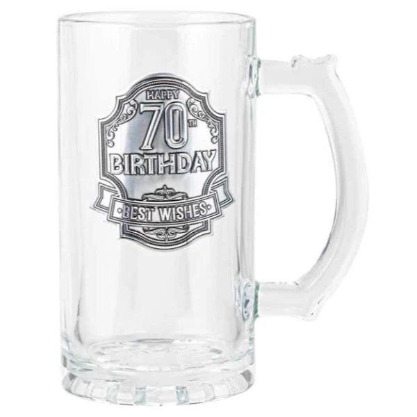 70th Birthday Badge Beer Stein - 460ml