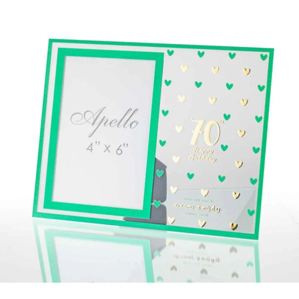 70th Sweet Hearts Glass Photo Frame - 18cm x 19cm - Image 2