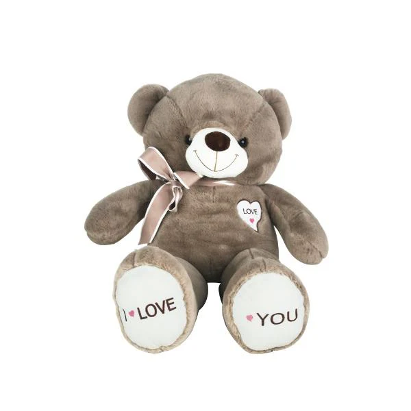 Mocha Teddy With Pink Ribbon - 75cm