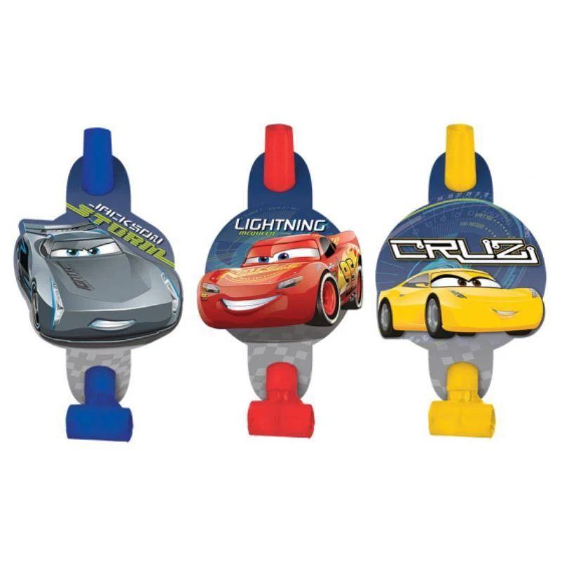 8 Pack Blue/Red/Yellow Cars 3 Blowouts - 13cm