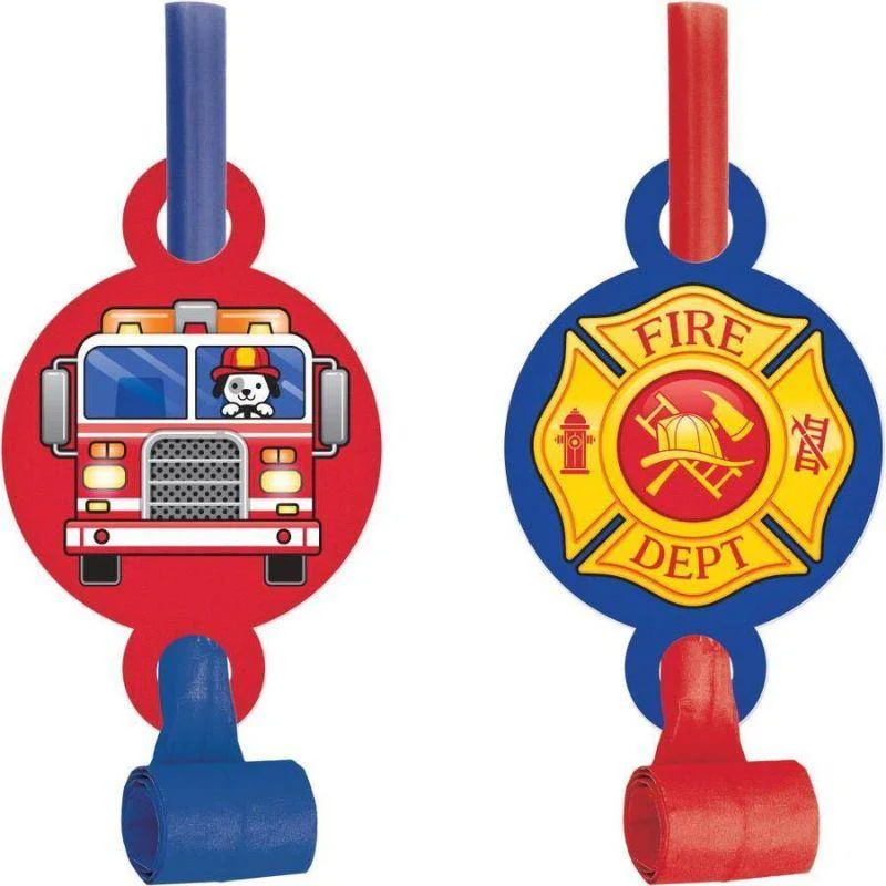 8 Pack Flaming Fire Truck Blowouts