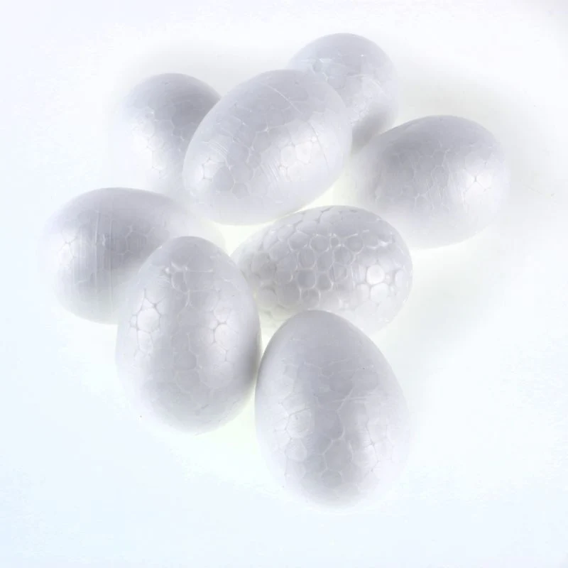 8 Pack White Polystyrene Plain Eggs - 4cm x 6cm - Image 3